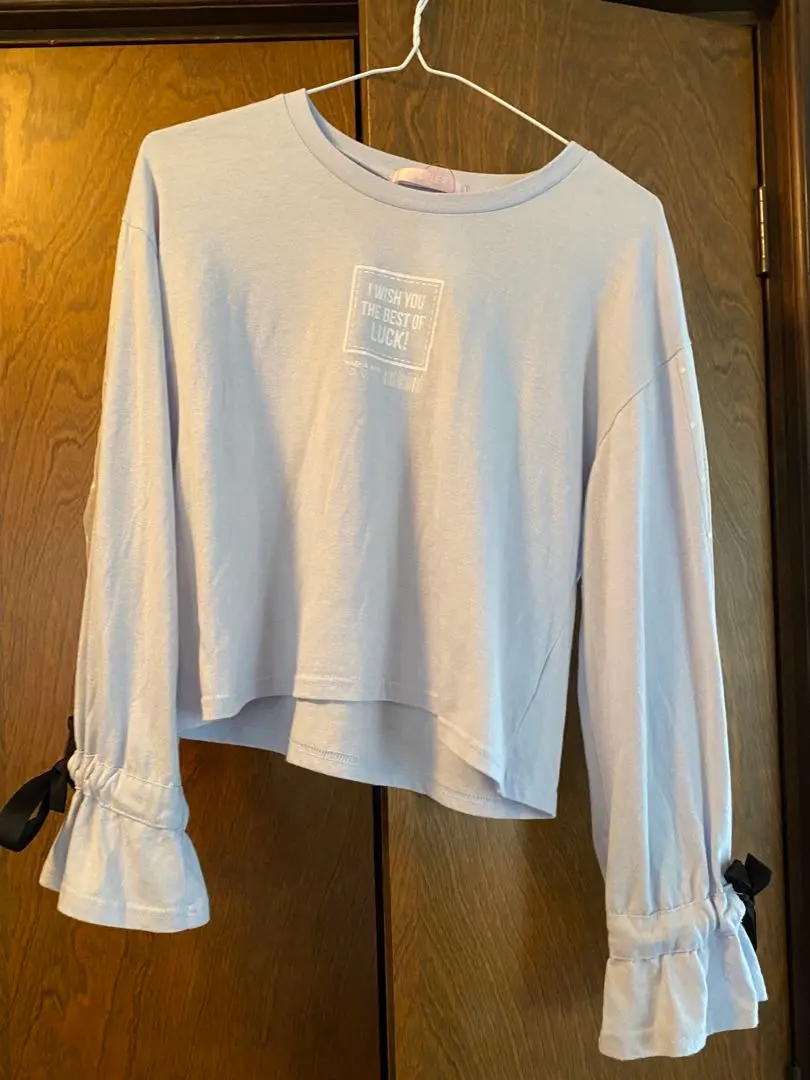 蝴蝶結 附紗 長袖針織衫 上衣 160cm 的縮圖