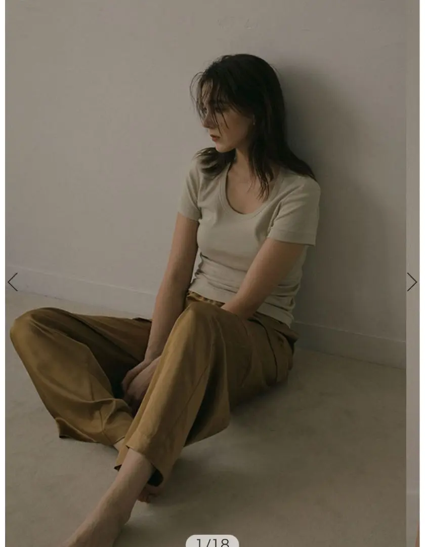 three dots オーガニックコットンUネックロンTee(S WHITE