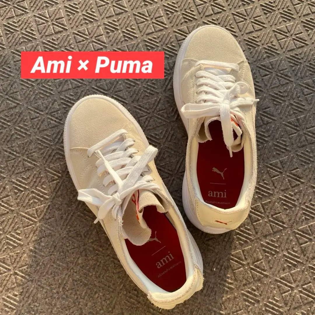 希少✨️ アミパリス × プーマ コラボ スニーカー 24cm AMI x PUMA☆プーマ アミ コラボ アミパリス SUEDE CREPE (AMI