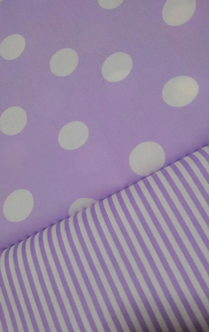 Thumbnail of Set of 2 ♪ Dreamy Cute ☆ Large Dot Pattern & Stripe ☆ Lavender