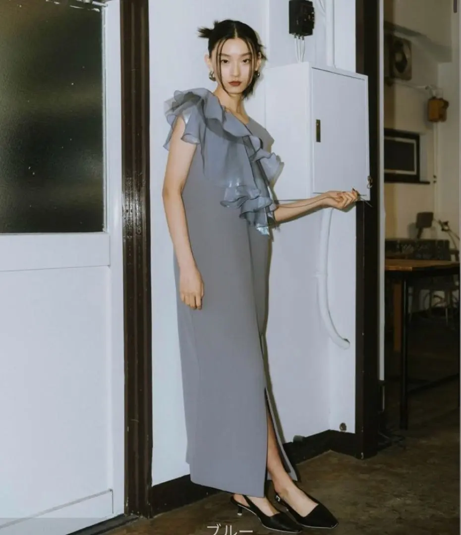 ANDRESD ドレス glossy multi ruffle dress グロッシーマルチ