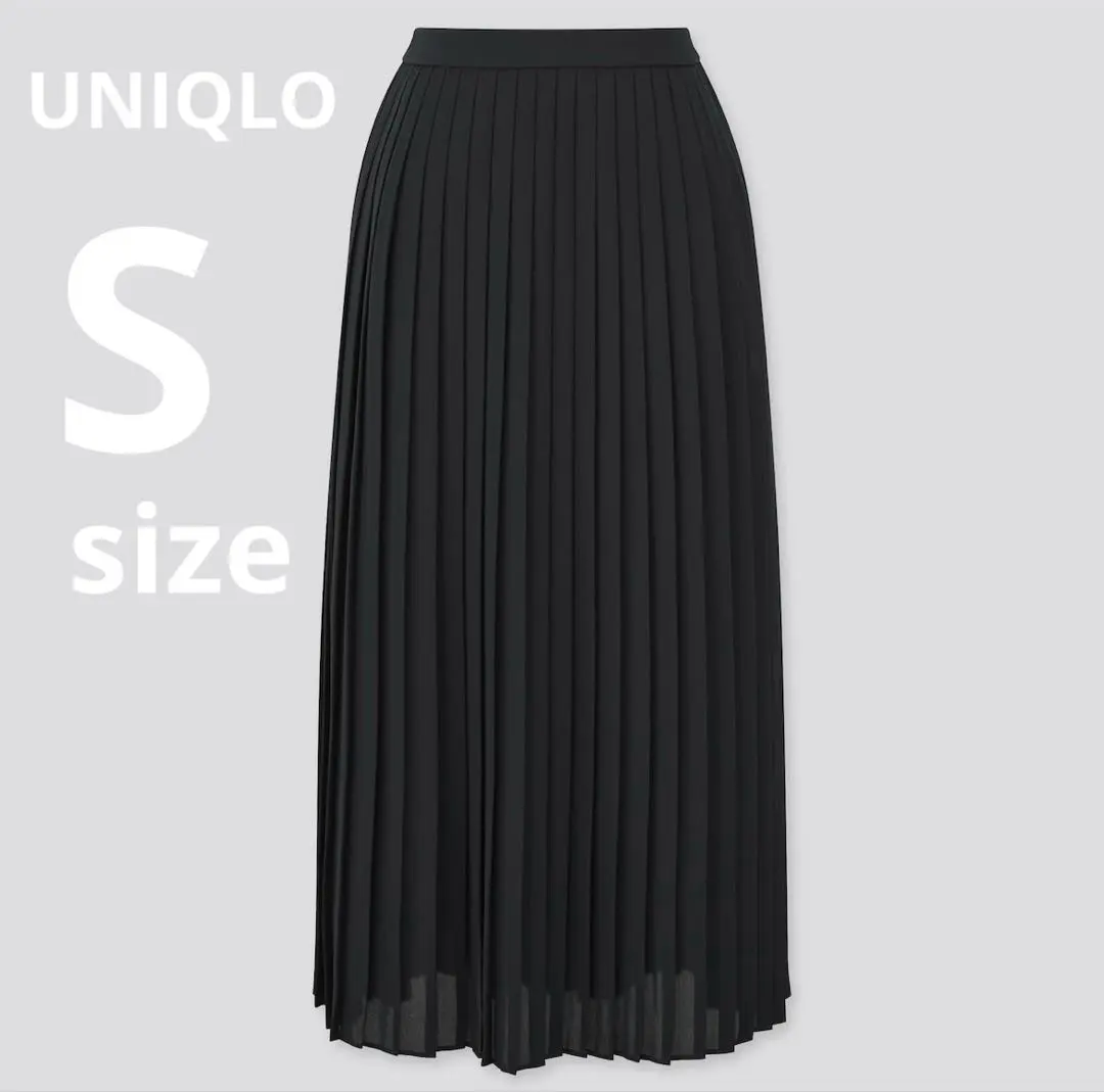 UNIQLO 雪紡百褶長裙 S 黑色 的縮圖