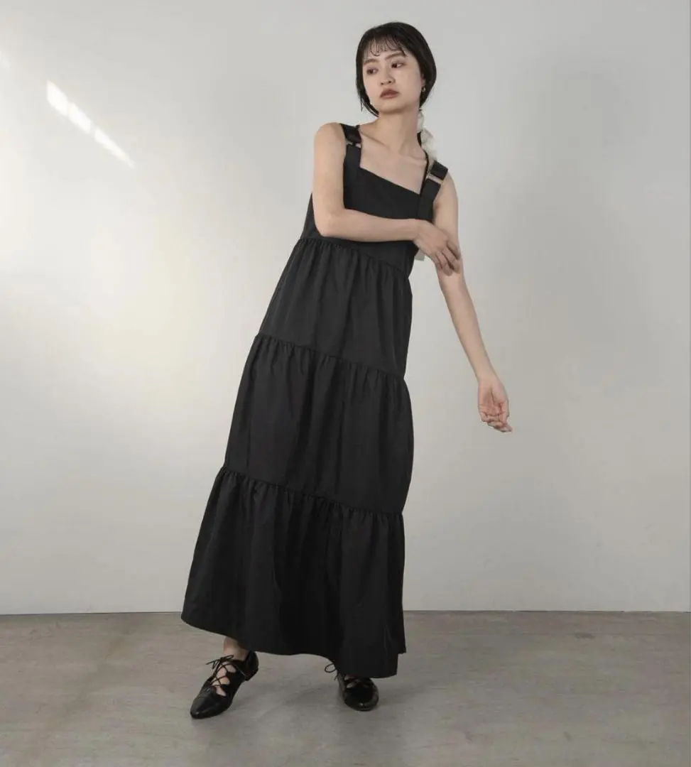 Thumbnail of 【Amiur】Typewriter Belt Tiered Ops Dress