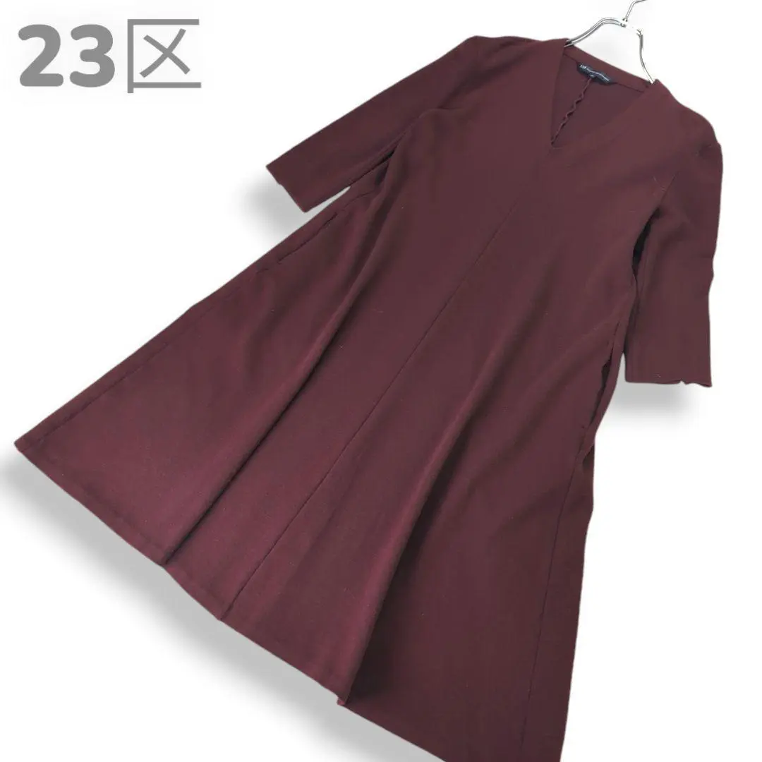 Thumbnail of 23区 40 Soft Double Jersey Dress, Bordeaux, Long, Stretch Finish