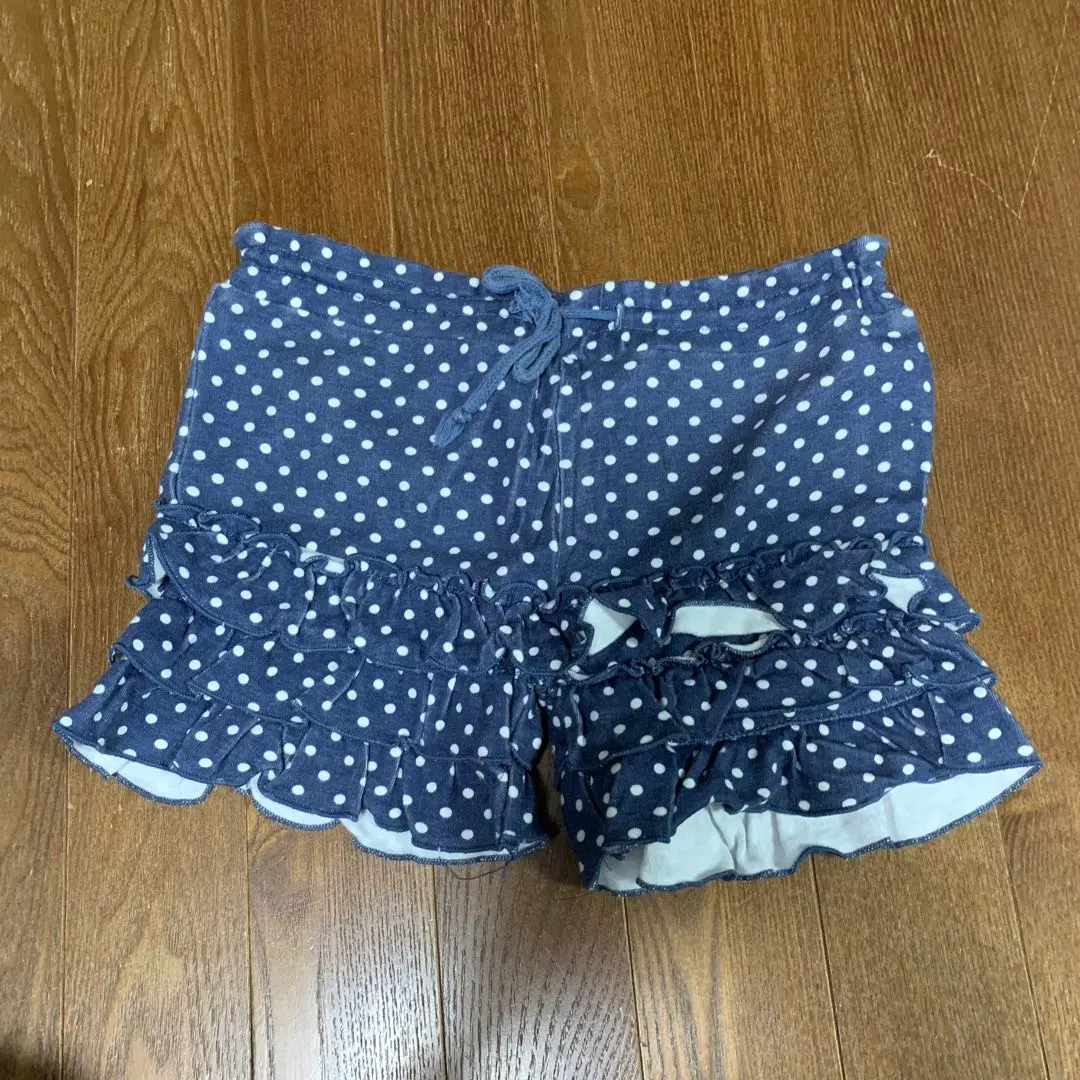 Thumbnail of Navy polka dot shorts with frills, 100cm