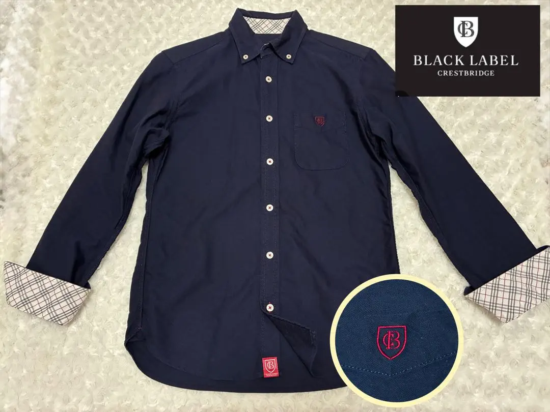 美品 Black Label Crestbridge 長袖襯衫 海軍藍 標誌 新格紋 的縮圖