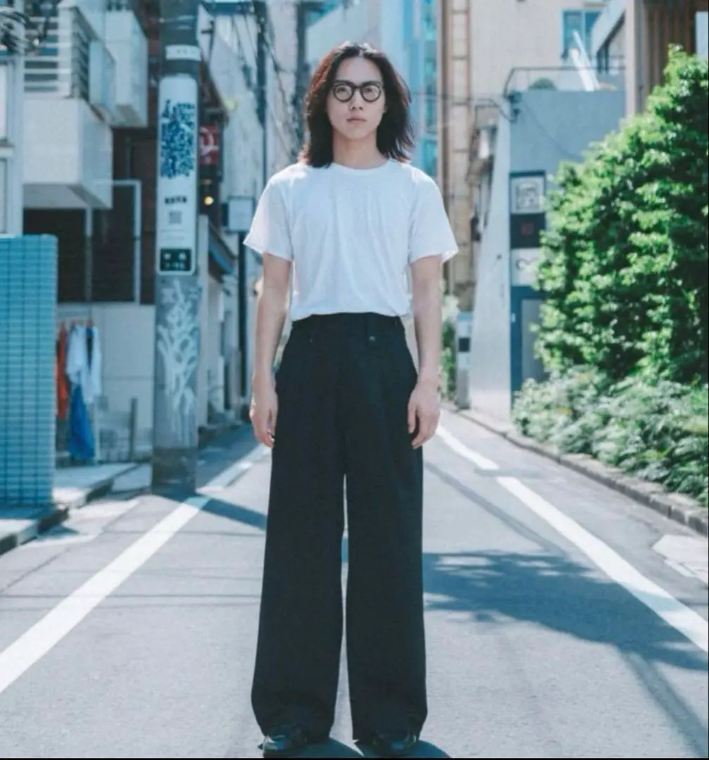 SeekSole ダークブラウン ストライプ ワイドパンツΩ