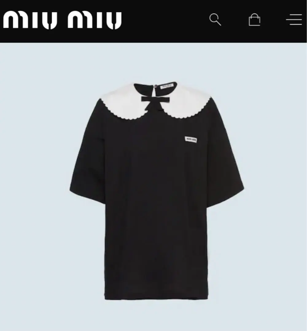 miu miu リボン Tシャツ M ◇MiuMiu 23AW 最新作◇リボン付き コットン Tシャツ /White