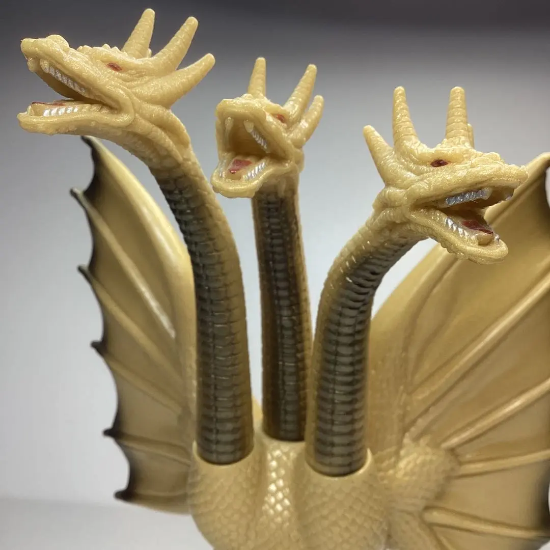 キングギドラ 1984 歴代怪獣box 2本角 髭あり ソフビ ソフビ□キングギドラ 1984 バンダイ レア King Ghidorah 金
