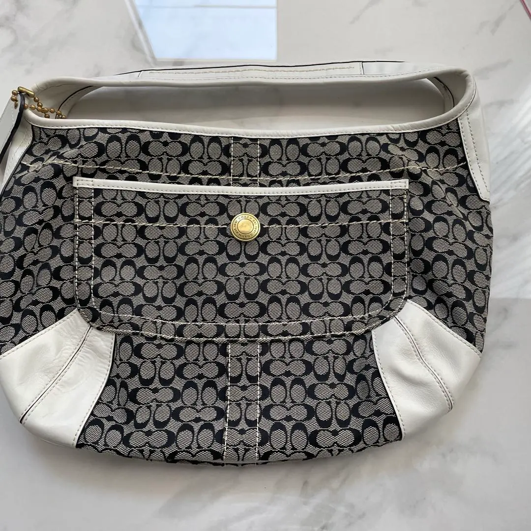 COACH　10772 ミニシグネチャー コーチ/ショルダーバッグ/ミニシグネチャーホーボー/カーキ×白