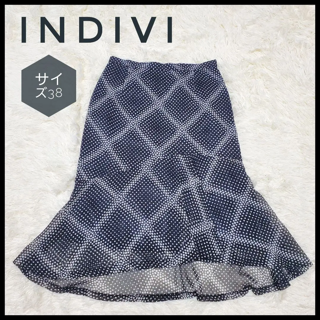 Thumbnail of 【Excellent Condition】INDIVI Knee-Length Mermaid Skirt, Dot Pattern, Commuting, Elegant, Stylish