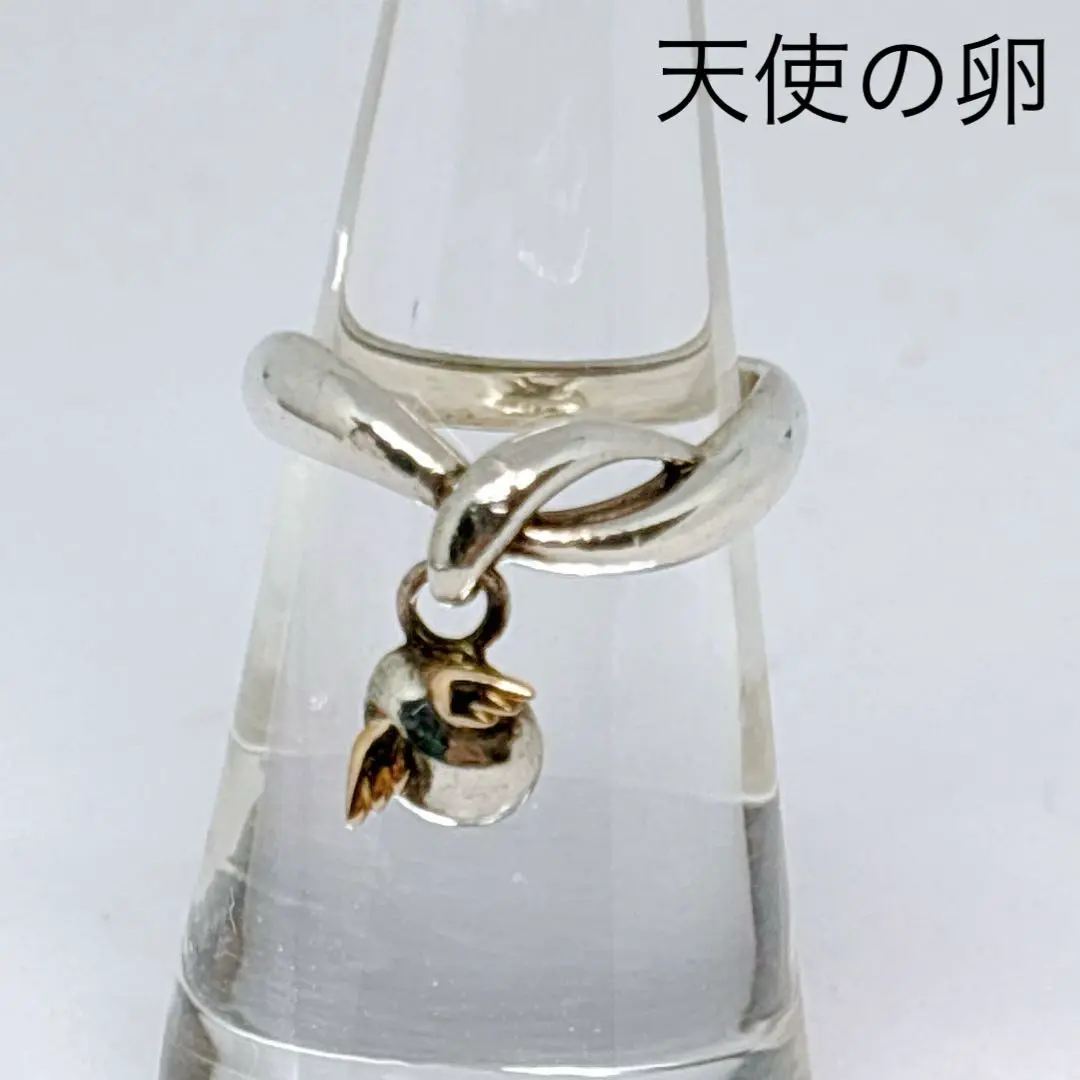 【正規品】天使の卵　ブルーキュービック　シルバー925/K18 リング 10号 正規品】天使の卵 ブルーキュービック シルバー925/K18 リング