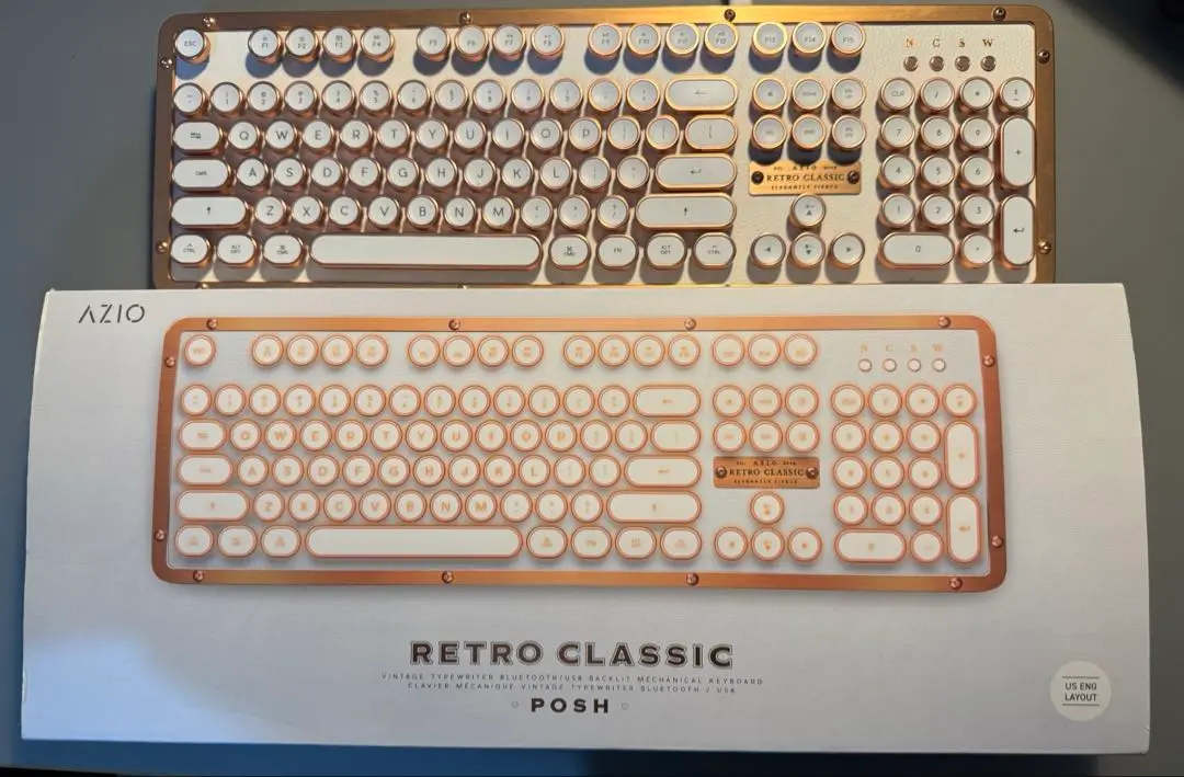 箱付き AZIO RETRO CLASSIC ローズゴールドキーボード Amazon.com: Azio Retro Classic Bluetooth 5.0 (Artisan