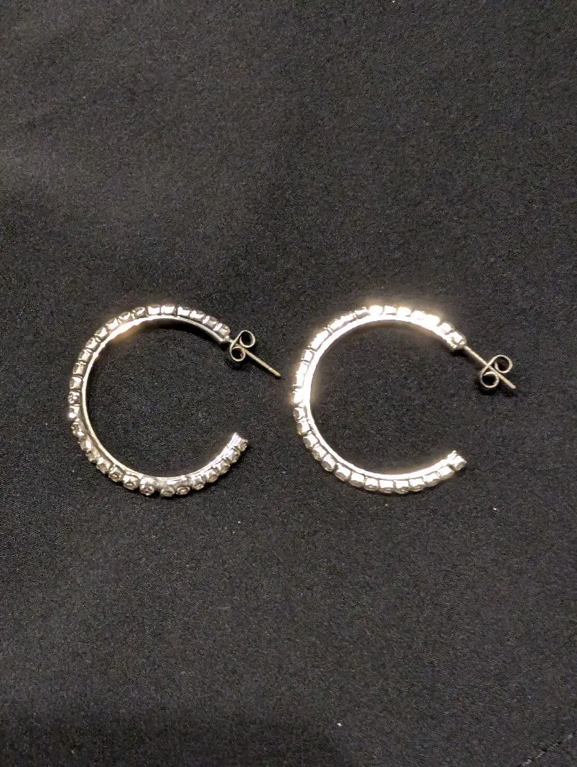Thumbnail of Price reduced! Silver hoop earrings with stones