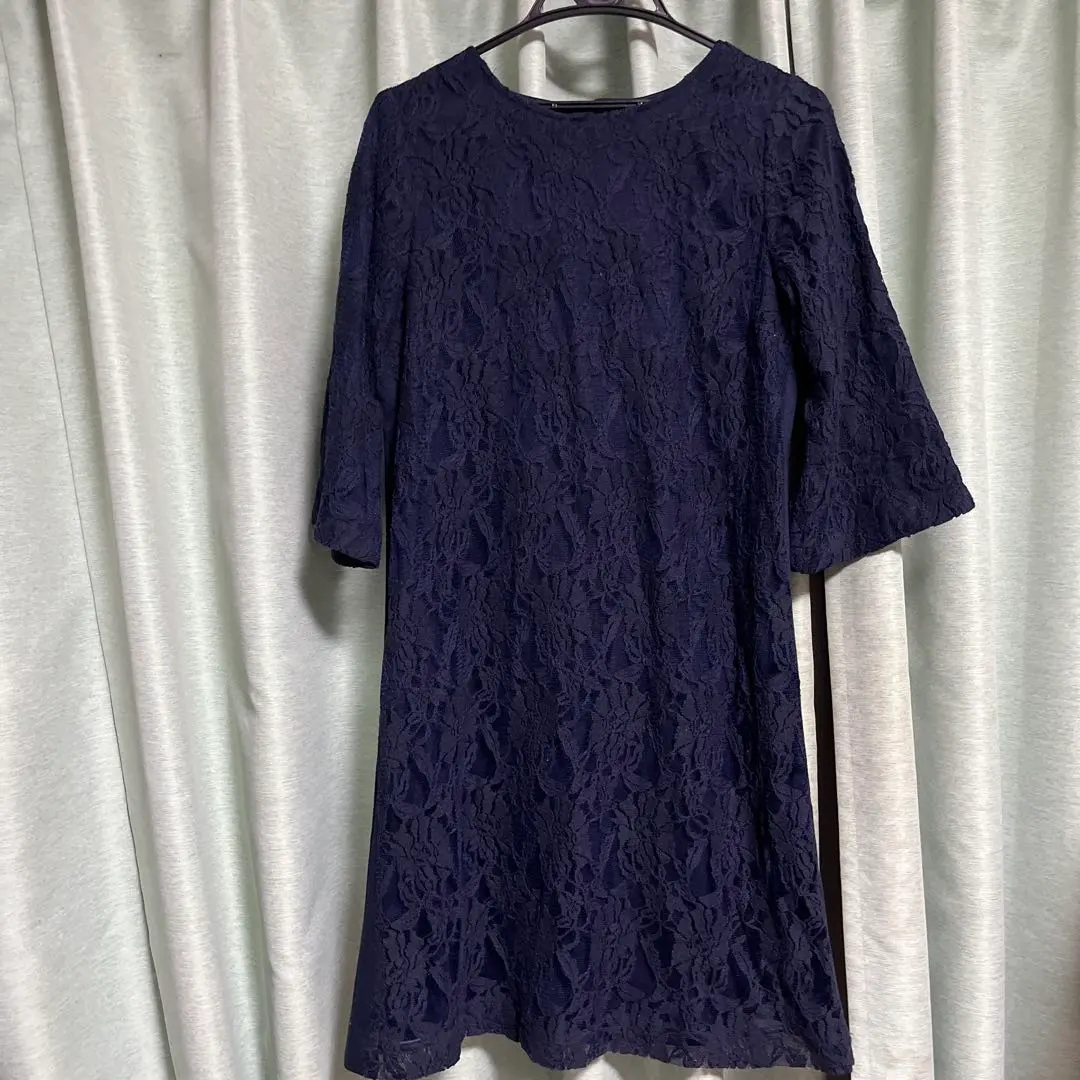 Thumbnail of 【New with tag, beautiful condition】Global Work Navy 3/4 Sleeve Lace Dress