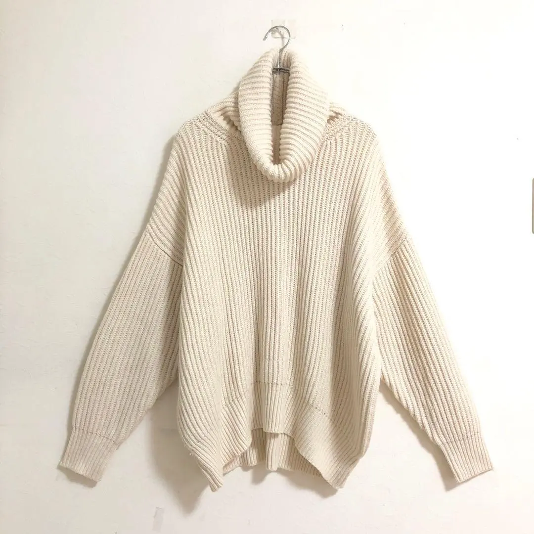 Thumbnail of JEANASIS Turtleneck Sweater Knit Ivory Relaxed Fit a4469