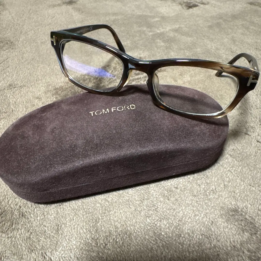 『美品』TOMFORD トムフォード TF5184 083 『正規品』パープルマーブル柄 度入りメガネ