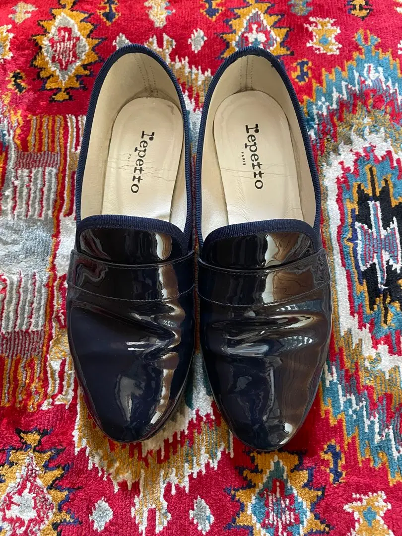 【美品】レペット マイケル エナメル パテント ローファー ブラック39 Repetto 〇レペット repetto MICHAEL （ブラックエナメル） -靴
