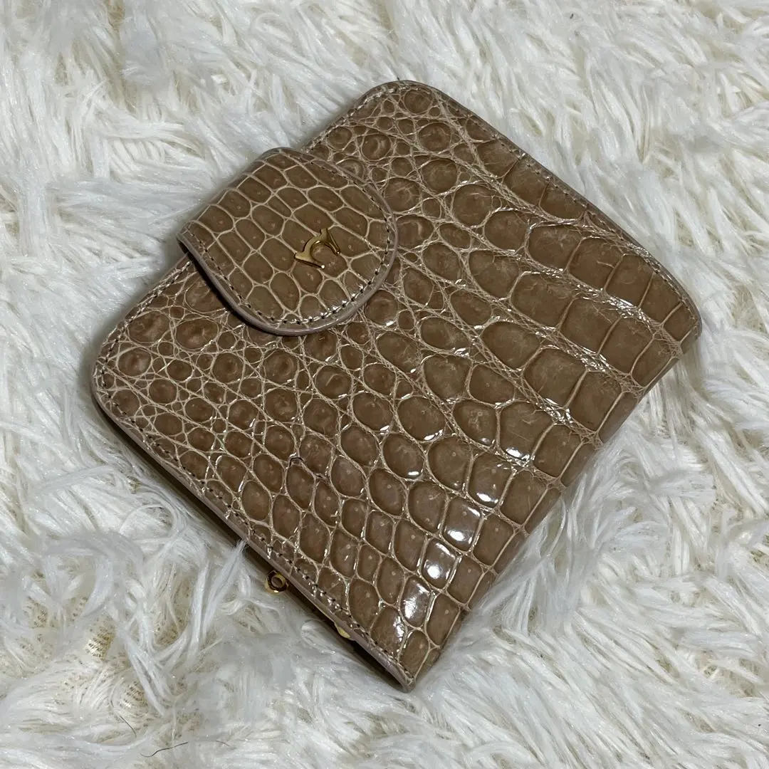 Thumbnail of Exquisite Crocodile Shining Folding Wallet FIOCCHI Italian-made G口 (Gama-guchi/Clasp)
