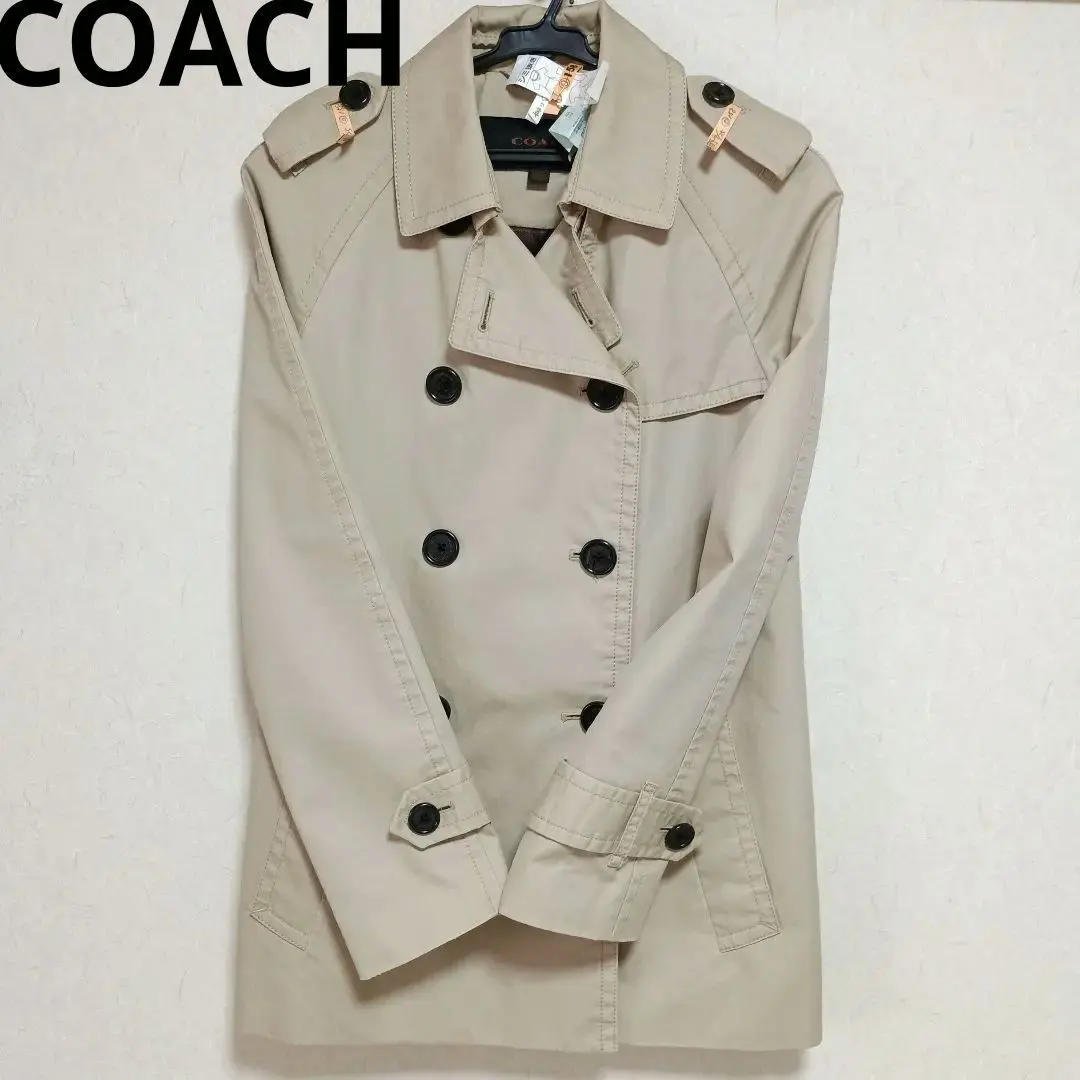 蔻馳 COACH 米色 風衣 外套 大衣 的縮圖