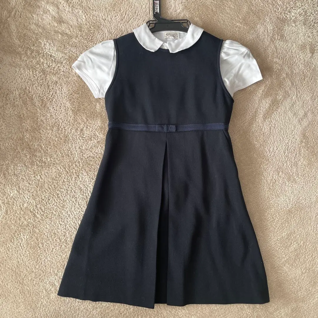楽天市場】お受験 ワンピース 子供 半袖 小学校受験 濃紺 子供服