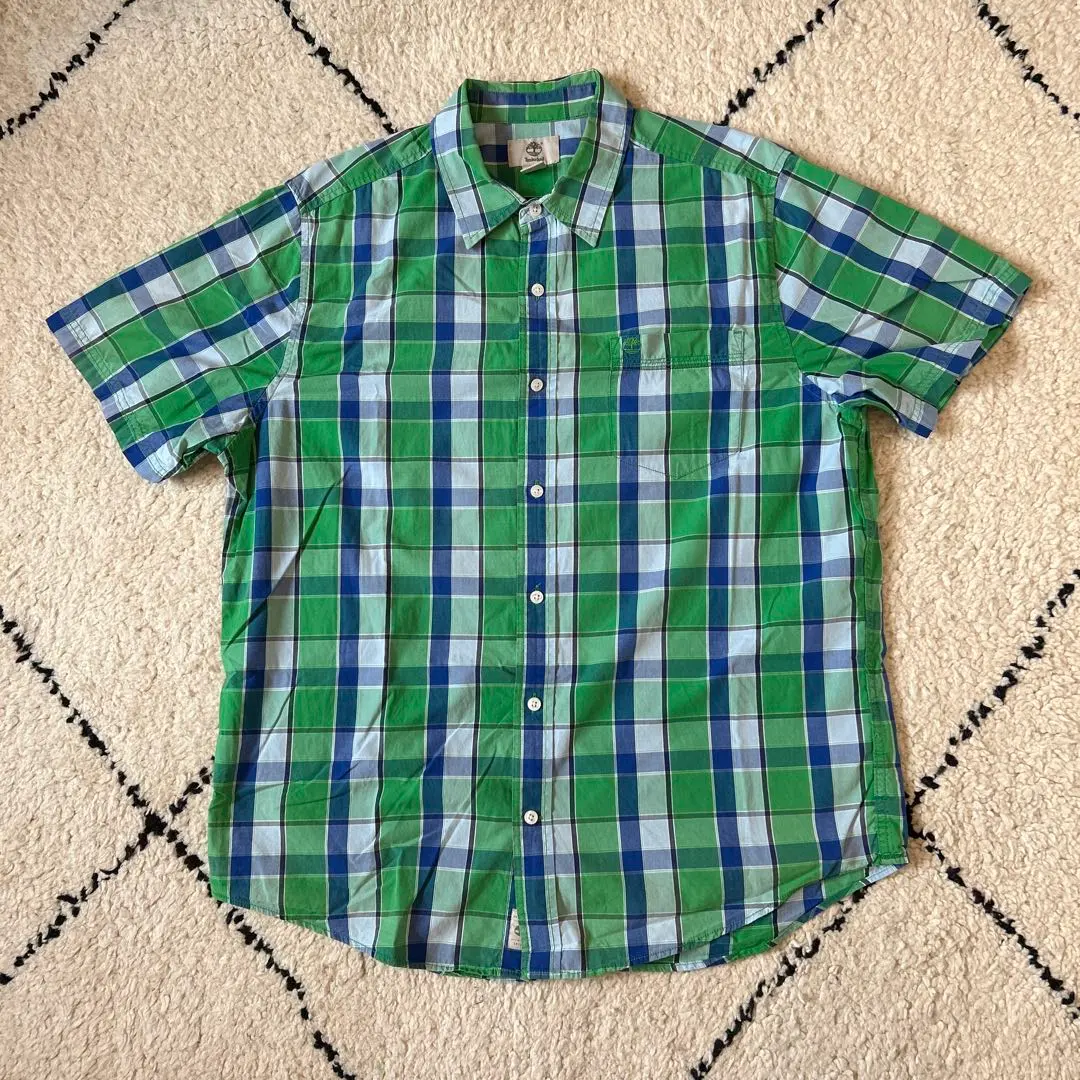 Thumbnail of Timberland Green Short Sleeve Shirt XL Size Tartan Check Pattern