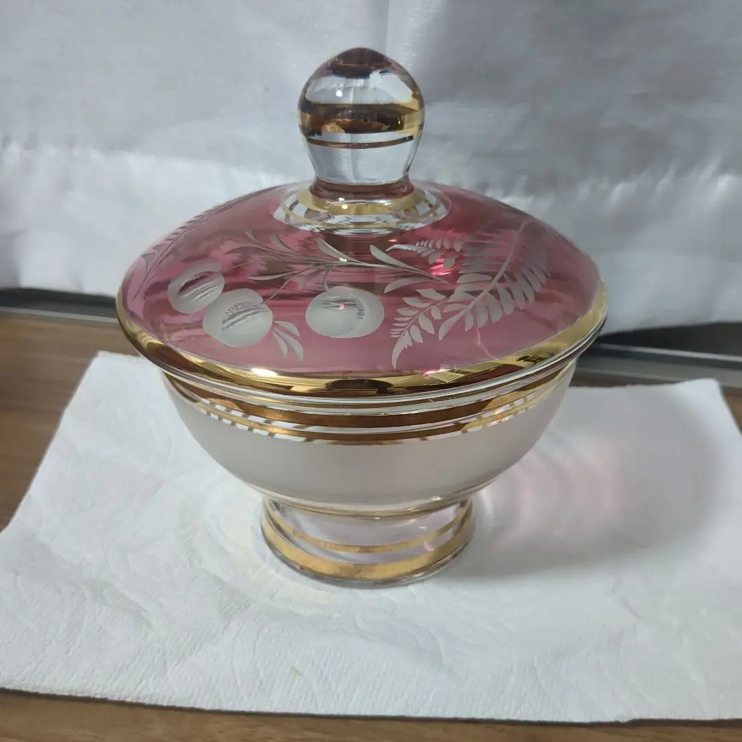 蓋付き容器 チェコ　ボヘミアン　キャンディボックス 蓋付き容器 チェコ ボヘミアン キャンディボックス ひきたち