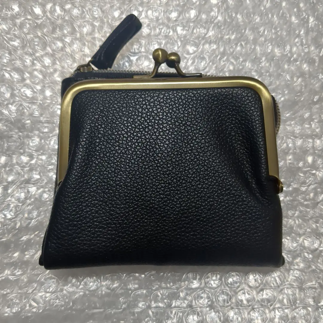 Thumbnail of Black, new, unused, synthetic leather, two-fold wallet with clasp