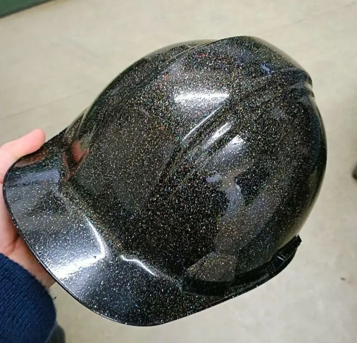 ぺろぺろぴーさん専用作業用ヘルメット2個 ブラックレインボーラメ デコトラ黒ラメ 作業用ヘルメット ブラックレインボーラメ デコトラ 現場 安全