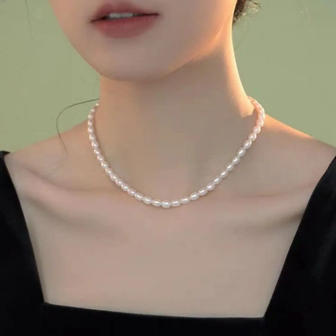 Thumbnail of Elegant Rice Pearl Graduation/Entrance Ceremony Artificial Pearl Choker Necklace Accessory Beige