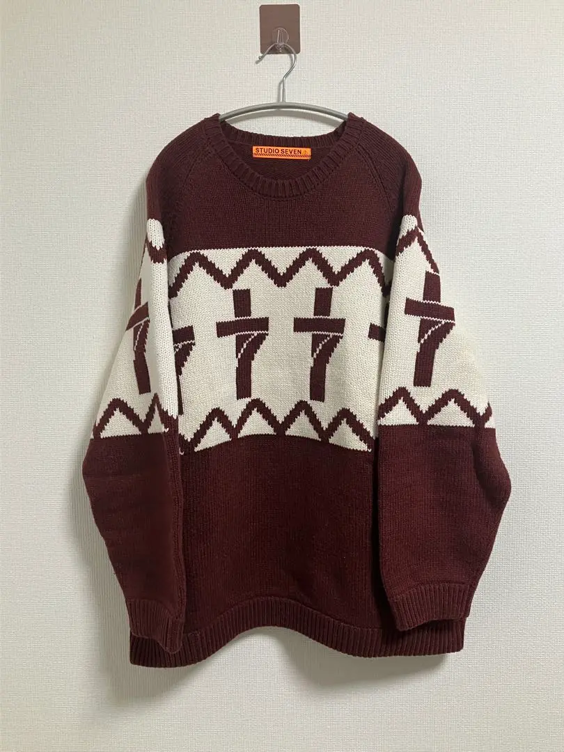 STUDIO SEVEN ワインレッド色 セーター L STUDIO SEVEN ワインレッド色 セーター L