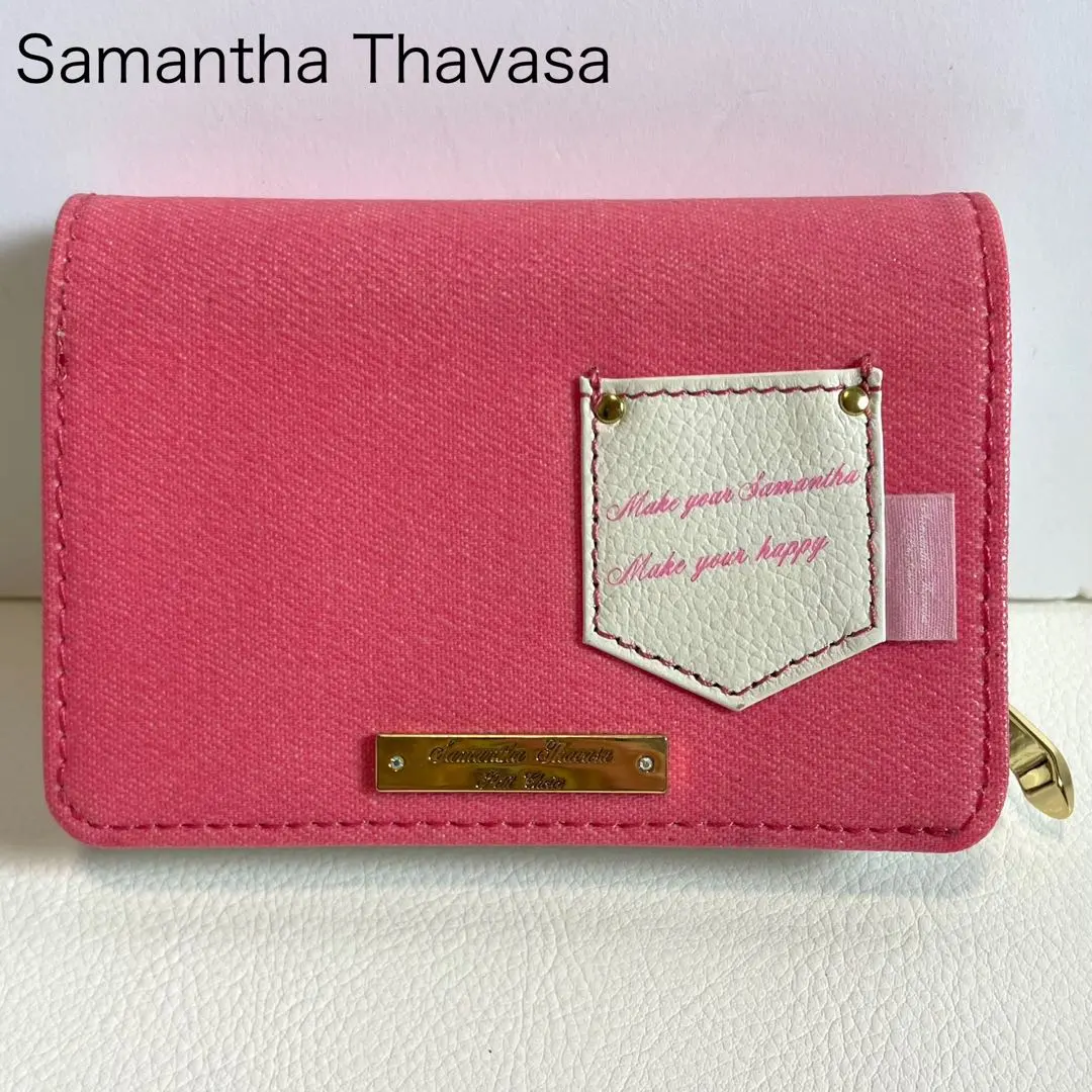 Thumbnail of Unused Samantha Thavasa Trifold Wallet Pink White Bi-color Logo