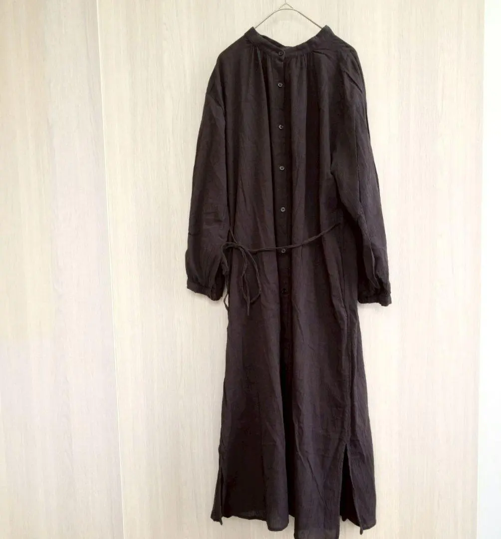 Thumbnail of Global Work Long Dress Shirt Dress Flare Black Cotton Free Size
