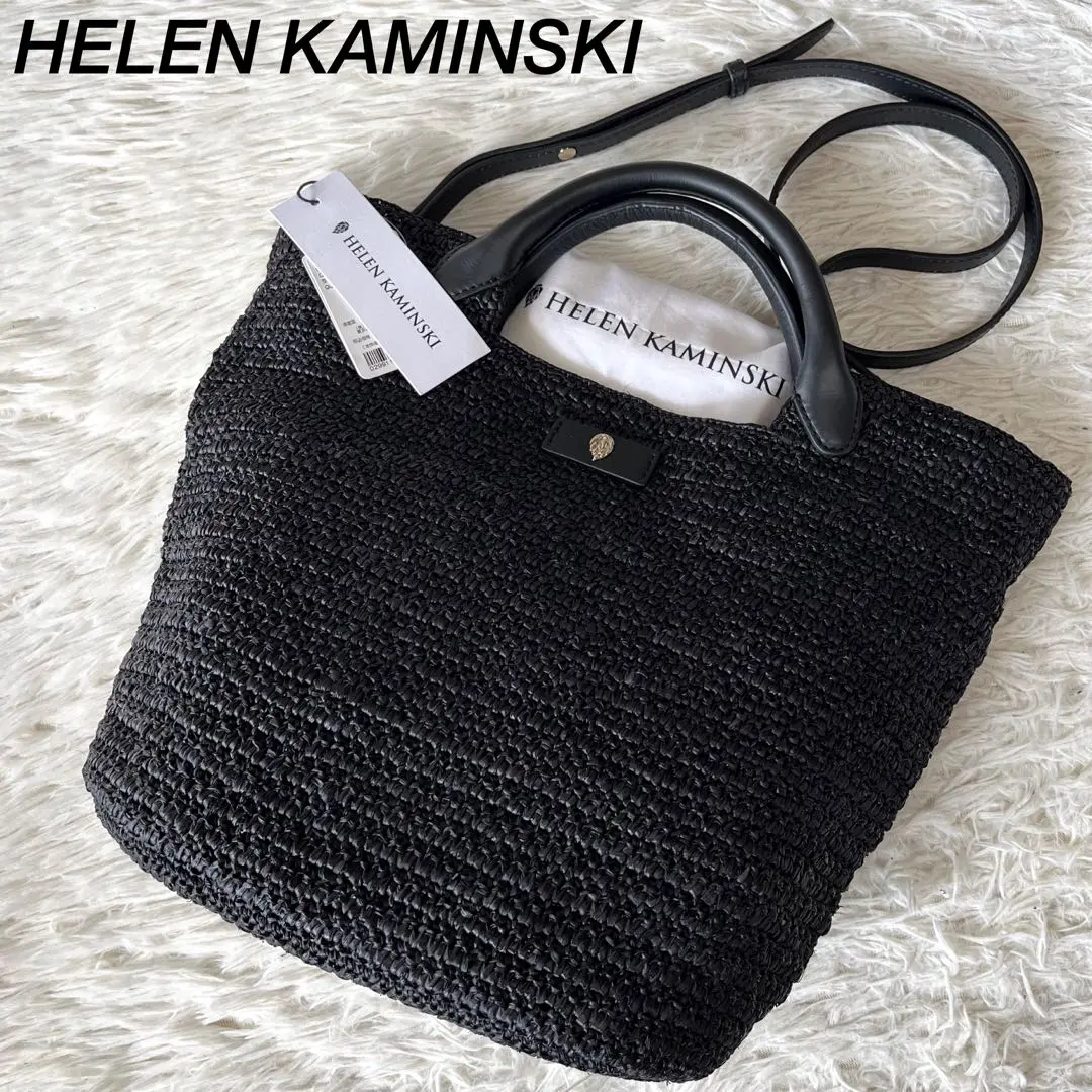 美品♥✨️ヘレンカミンスキー Cassia S 2way ブラック 黒 ヘレンカミンスキー バッグ 2WAY ブラック ラフィア カゴ Cassia