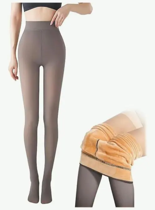 Thumbnail of Fleece-lined tights, stretchy, beautiful legs and buttocks, sheer look, women's, stocking-like, thick, 220