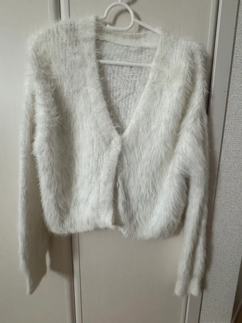 Thumbnail of White Fuzzy Cardigan V-neck