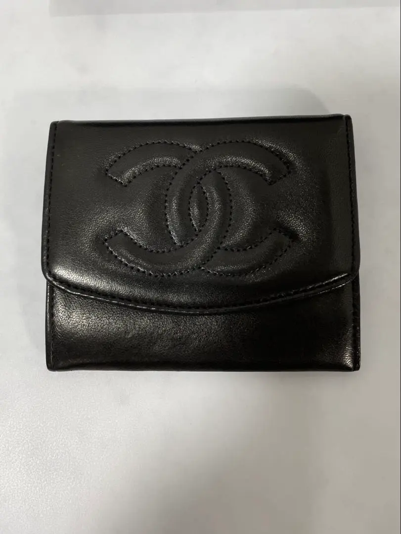 Thumbnail of CHANEL Rough Skin Black Bi-fold Wallet & Coin Case