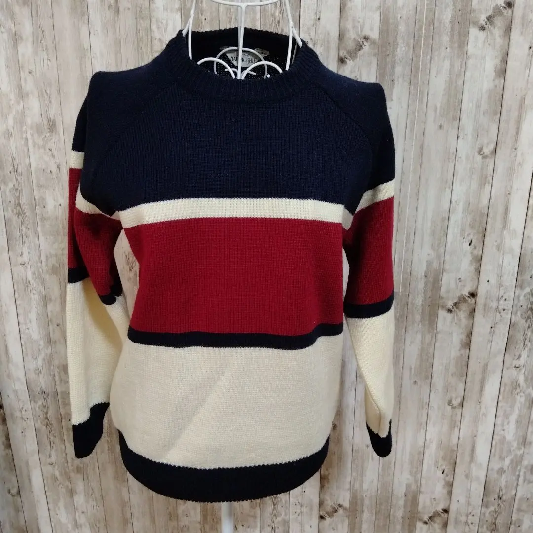 Thumbnail of Long-sleeved knit sweater, striped pattern, women's, size 9