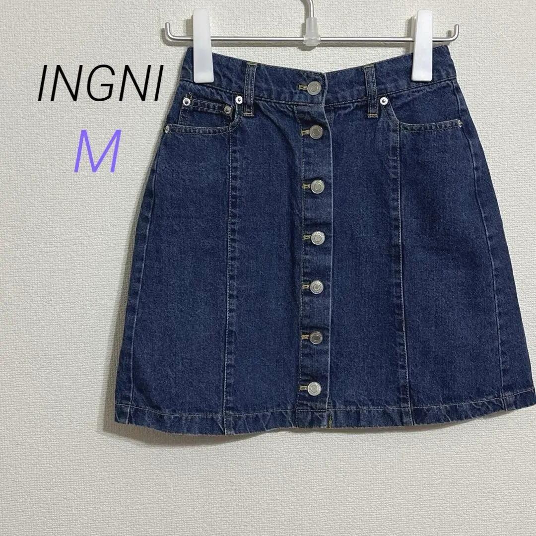 Thumbnail of INGNI [M] Denim Button-Front Mini Skirt with Elastic Waistband (Back)