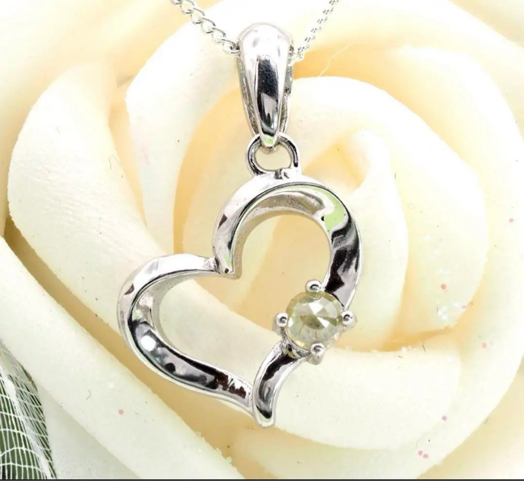 Thumbnail of Natural Diamond Necklace - Single Stone Open Heart - Luxurious, Limited Quantity!