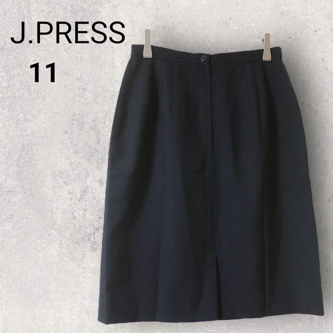 Thumbnail of J.PRESS Tight Skirt Knee Length Size 11 Navy Solid Wool Made in Japan Office
