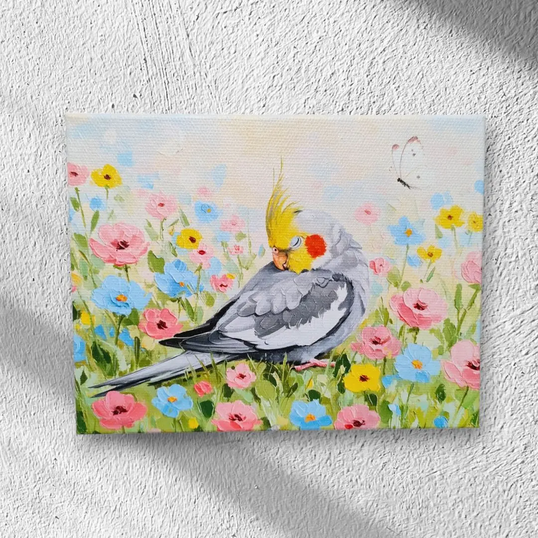 オカメインコ インコ 鳥 原画 鉛筆画 絵画 手描き イラスト