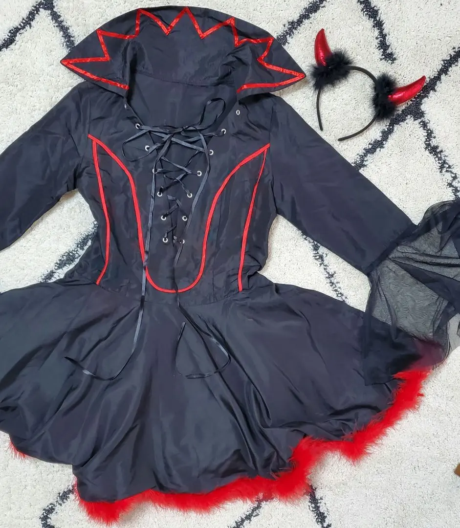 ◆附帶髮箍♪ 紅×黑 惡魔服裝◆Cosplay 的縮圖