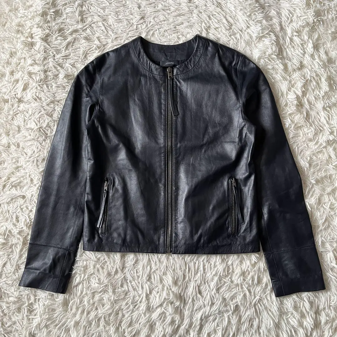 JOSEPH 羊革本革 ネイビーブラック ライダースジャケット サイズS 正規品 JOSEPH 羊革本革 ネイビーブラック ライダースジャケット サイズ