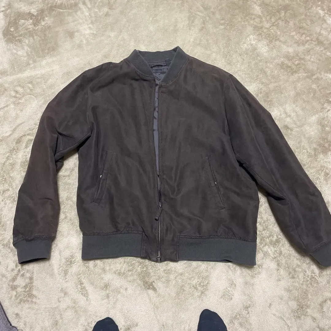灰色飛行夾克 拉鍊 的縮圖