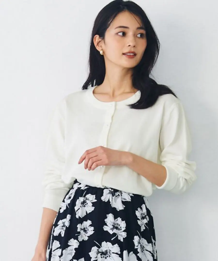 Thumbnail of coca Pearl Button Cardigan - Ivory