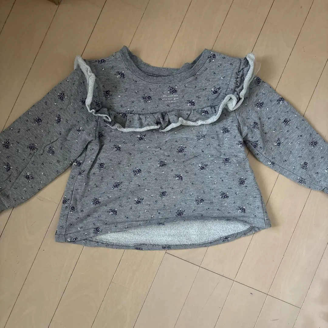 Thumbnail of Floral Frill Sweatshirt Gray 100cm 110cm Gray Handmade