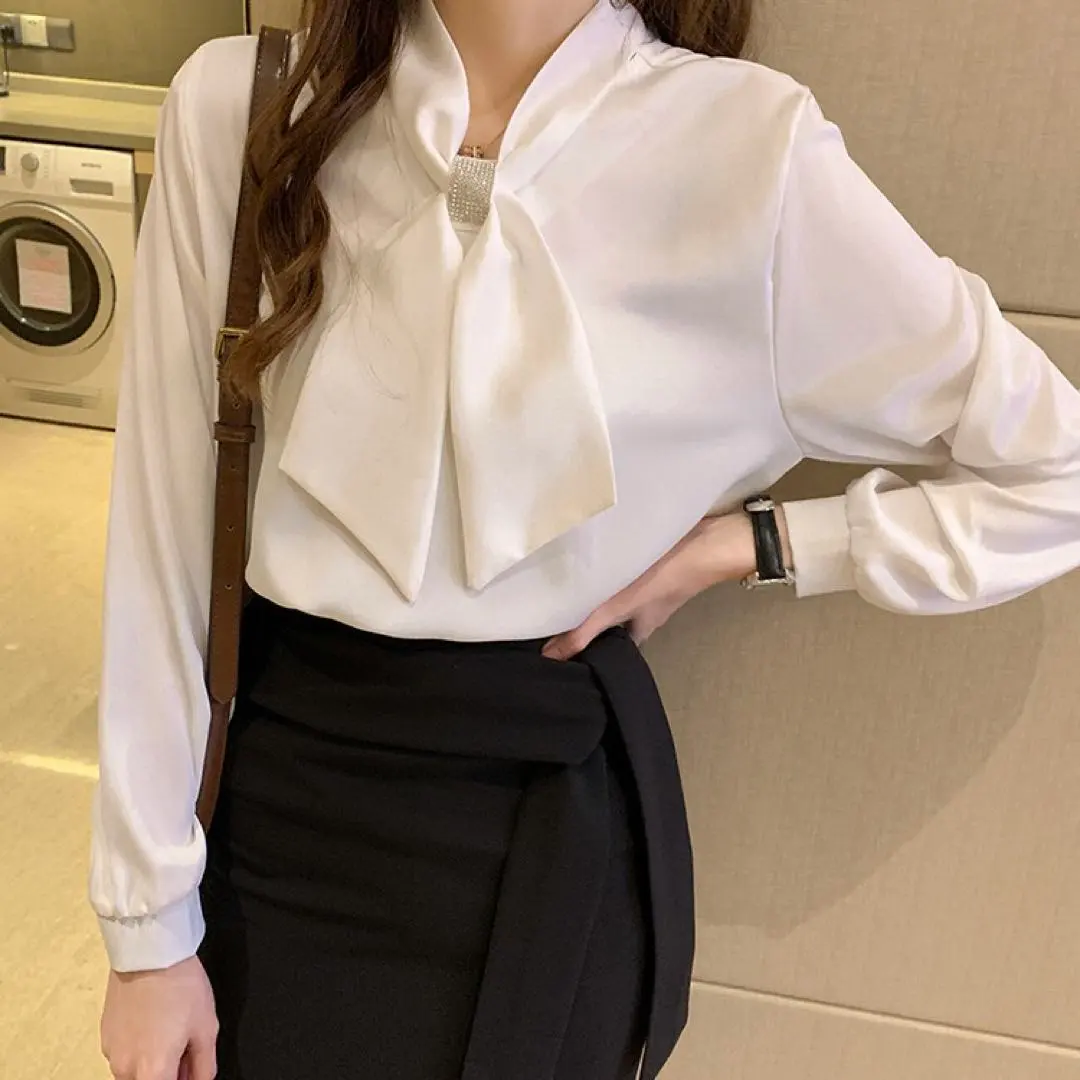 Thumbnail of Blouse for women, chiffon, ribbon, top, office casual, commuting