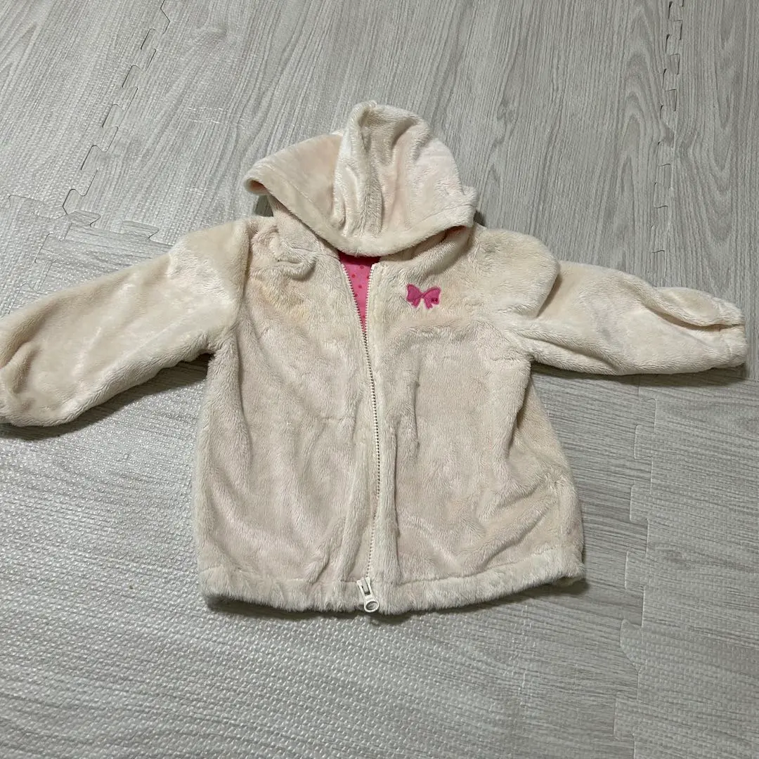 Thumbnail of Ivory hooded outerwear, size 90