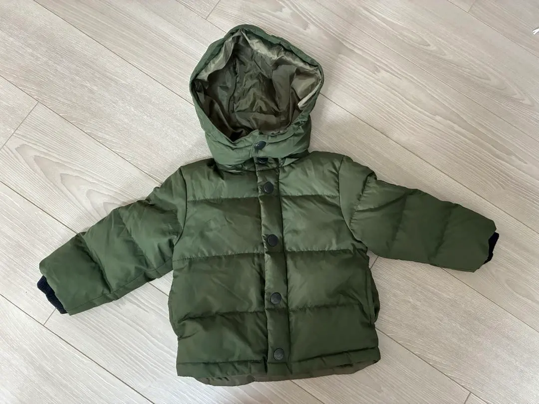 Thumbnail of Olive green hooded down coat 90cm